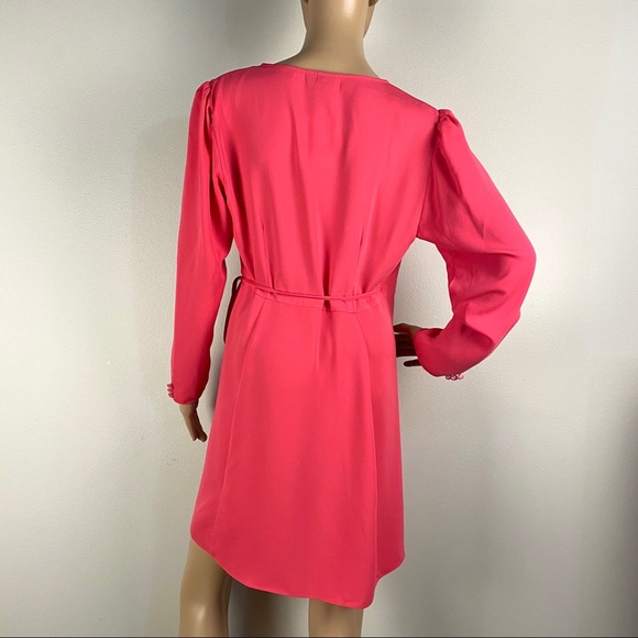NEW TOPSHOP PINK CREPE WRAP MINI DRESS - Picture 6 of 7